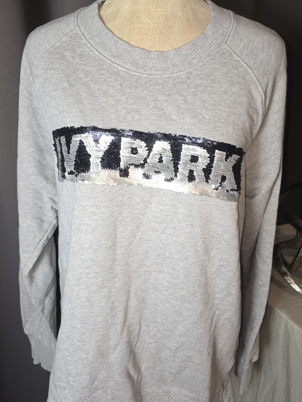 IVY PARK Womens Gray Sequin Logo Sweatshirt Crewneck Pullover Small